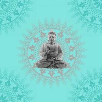 Wallpaper Bonbon Buddha Teal Silver