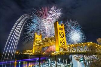 Tower Bridge Fireworks Sacramento California 4k Wallpaper And