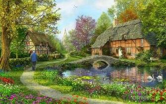 English Country Cottage Wallpaper Desktop Background