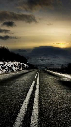 Black Road Winter Scenic Best Phone Wallpaper HD