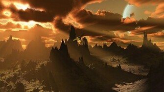 Dragon Flying Over The Canyon