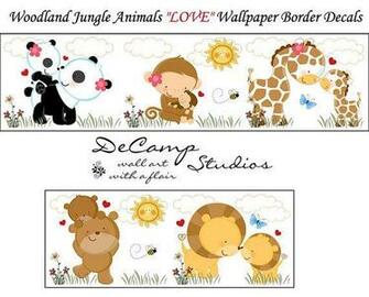 Jungle Woodland Animals Wallpaper Wall Art Border Decals Baby Girl Boy