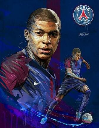 My Painting Of Kylian Mbapp Young Soccer Player The Psg