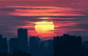 Wallpaper Sunset Figure The City Art Dawn Aenami By
