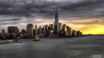 Lower Manhattan Sunset Wallpaper Background Kicking