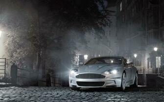 Aston Martin Vanquish In The Foggy City Wallpaper