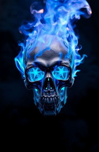 Blue Fire Skull Wallpaper