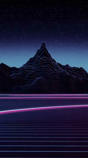Synthwave Landscape Neon Light Mountain
