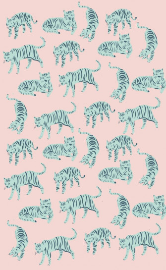 Teal Tigers Walking Preppy Wallpaper Cheetah Apple