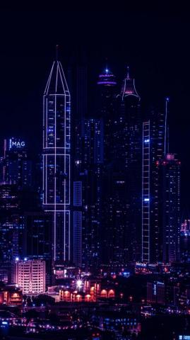 City Night Lights Of Buildings Cityscape Wallpaper