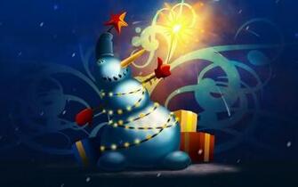 Cute Christmas Holiday Snowman Computer Desktop Wallpaper