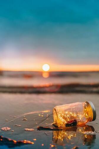 Fairy Lights Beach Bottle Artsy Lit Wallpaper