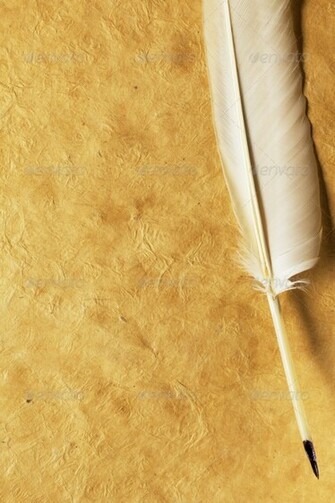 Old Letter Paper Background Inkwell And Feather On A