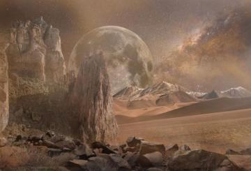 Fantasy Landscape Dry Mars Desert Galaxy Planet Manipulation