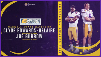 Burrow Edwards Helaire Named To Maxwell Watch List Lsu Tigers