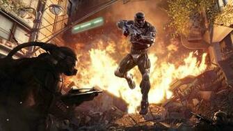 Action Cool Fire Burn Video Games Crysis HD Desktop Wallpaper