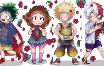 Wallpaper Flowers Children Collage Girl Boys My Hero Academia