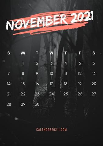 November Calendar iPhone HD Wallpaper Printable