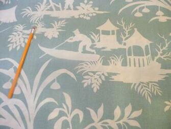We Are Delighted To Offer This Gorgeous Aqua Toile Fabric
