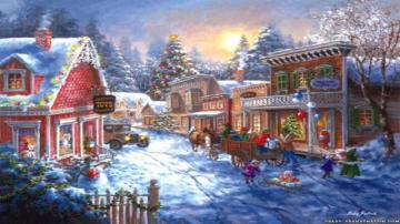 Christmas Village Lights Wallpaper Data Src