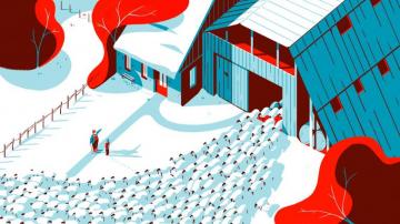 Tom Haugomat Illustration Digital Art Farm Artwork Red Cyan
