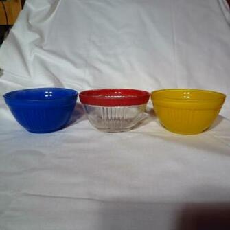Vintage Hocking Fired On Color Ribbed Bowls From Prairiewindantiques