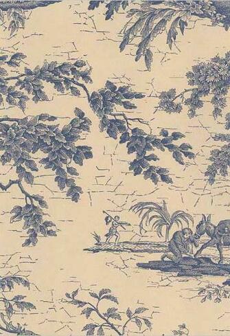 La Chasse Wallpaper Blue And Beige Hunting Scene