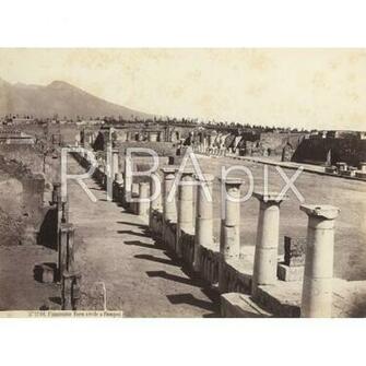 Forum Pompeii A Panoramic With Mount Vesuvius In The