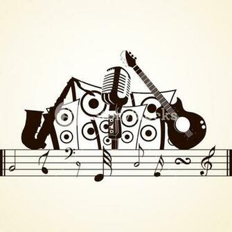 Abstract Musical Concept With Instruments On Beige