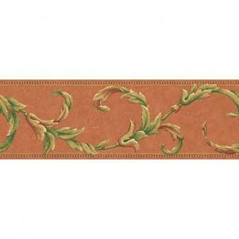 Shop Allen Roth Orange Leaf Scroll Prepasted Wallpaper Border