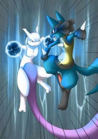 Icecave Lucario Vs Mewtwo By Aishishi