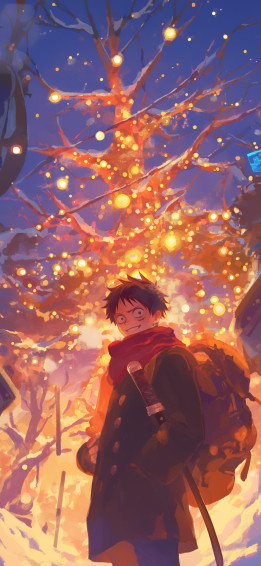 Luffy Zoro Winter One Piece Christmas Wallpaper