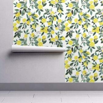 Peel And Stick Removable Wallpaper Lemony Branches Citrus Citric