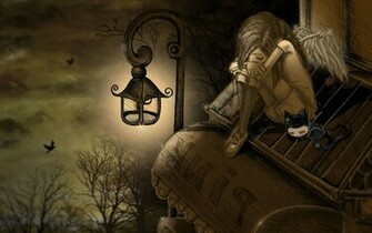 Lonely Girl Illustrator Wallpaper Comics Desktop Background Cartoon