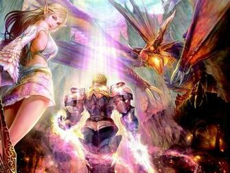 Fairy Knight And The Dragon Wallpaper Image