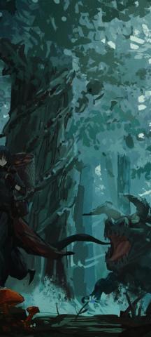 Anime Boy Running From Monsters Forest Trees