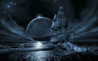 Ocean Seas Stars Pirate Ship Moon Ships Vehicles HD Wallpaper Jpg