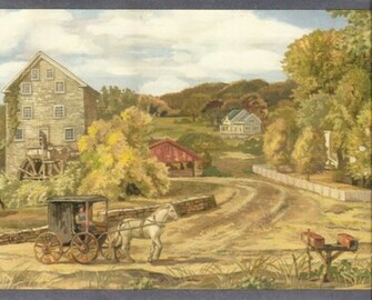 Amish Horse Carriage Country Wallpaper Border Wall