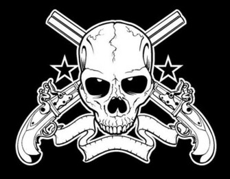 Cool Skulls With Guns Skull Crossed Decal