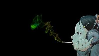 Smoking Headset Music Listening Anime HD Wallpaper Desktop Pc