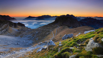 Fog Sunset Mountain Alps Nature 4k Ultra HD Wallpaper