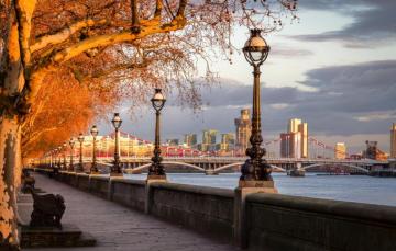 Wallpaper Autumn Trees Bridge River England London Lights