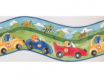 Blue Racing Cars Wallpaper Border