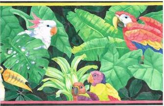 Plants Dark Backround Yellow Pink Trim Wallpaper Border