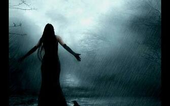 Wallpaper Girl Gloom Rain Raven