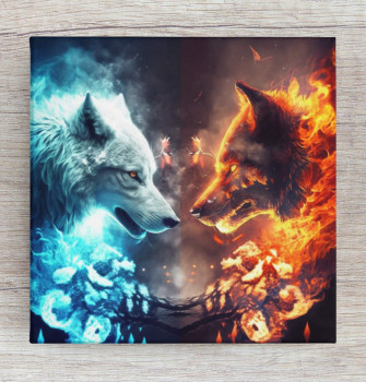 Fire And Ice Wolves Wallpaper