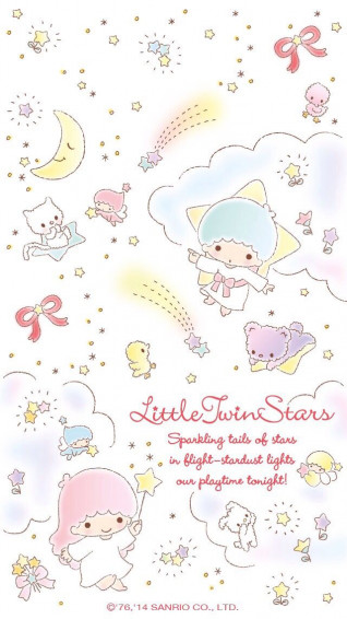 Little Twins Star Pink Wallpaper Hello Kitty