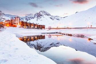 Brown And White Building During Winter Mirror Lake Tignes HD