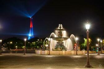 Place De La Concorde Fountain And Eiffel Tower Paris Background