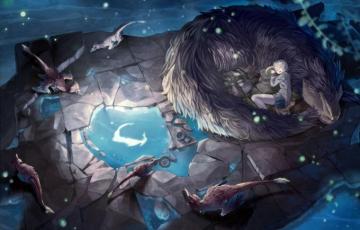 Dragon Mizushirazu Moon Night Original Short Hair Sleeping Water